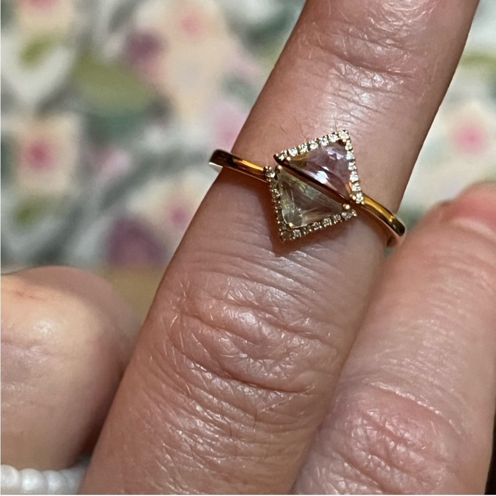 18k rose gold Bony levy ring amethyst topaz diamonds - Picture 3 of 5
